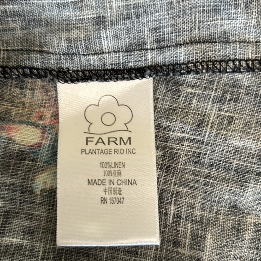 FARM RIO Jungle Tucanos Linen Halter Dress Sz L - Picture 8 of 8